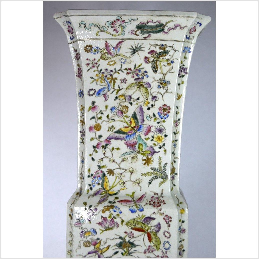 Porcelain Hand Painted Tall Chinese Vase-2. Asian & Chinese Furniture, Art, Antiques, Vintage Home Décor for sale at FEA Home