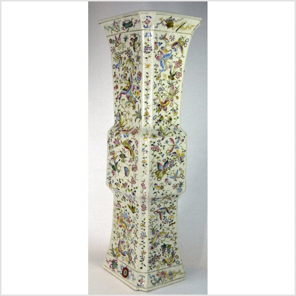 Porcelain Hand Painted Tall Chinese Vase-9. Asian &amp; Chinese Furniture, Art, Antiques, Vintage Home Décor for sale at FEA Home