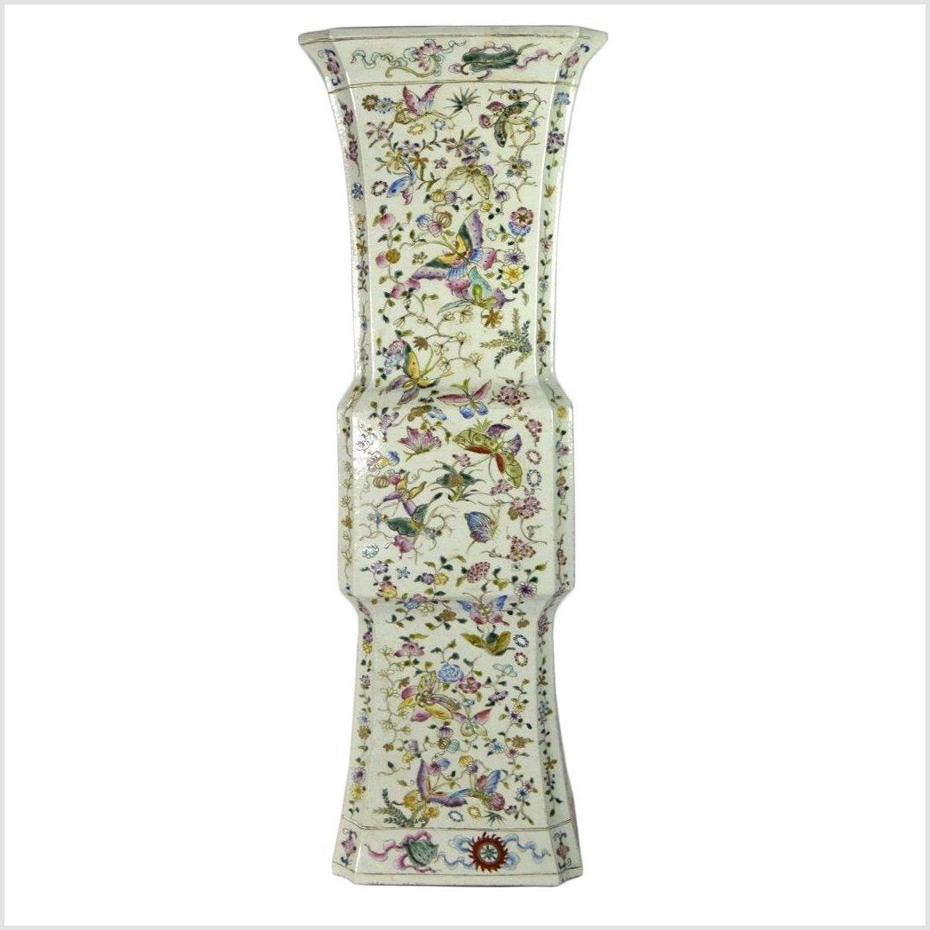 Porcelain Hand Painted Tall Chinese Vase-1. Asian & Chinese Furniture, Art, Antiques, Vintage Home Décor for sale at FEA Home