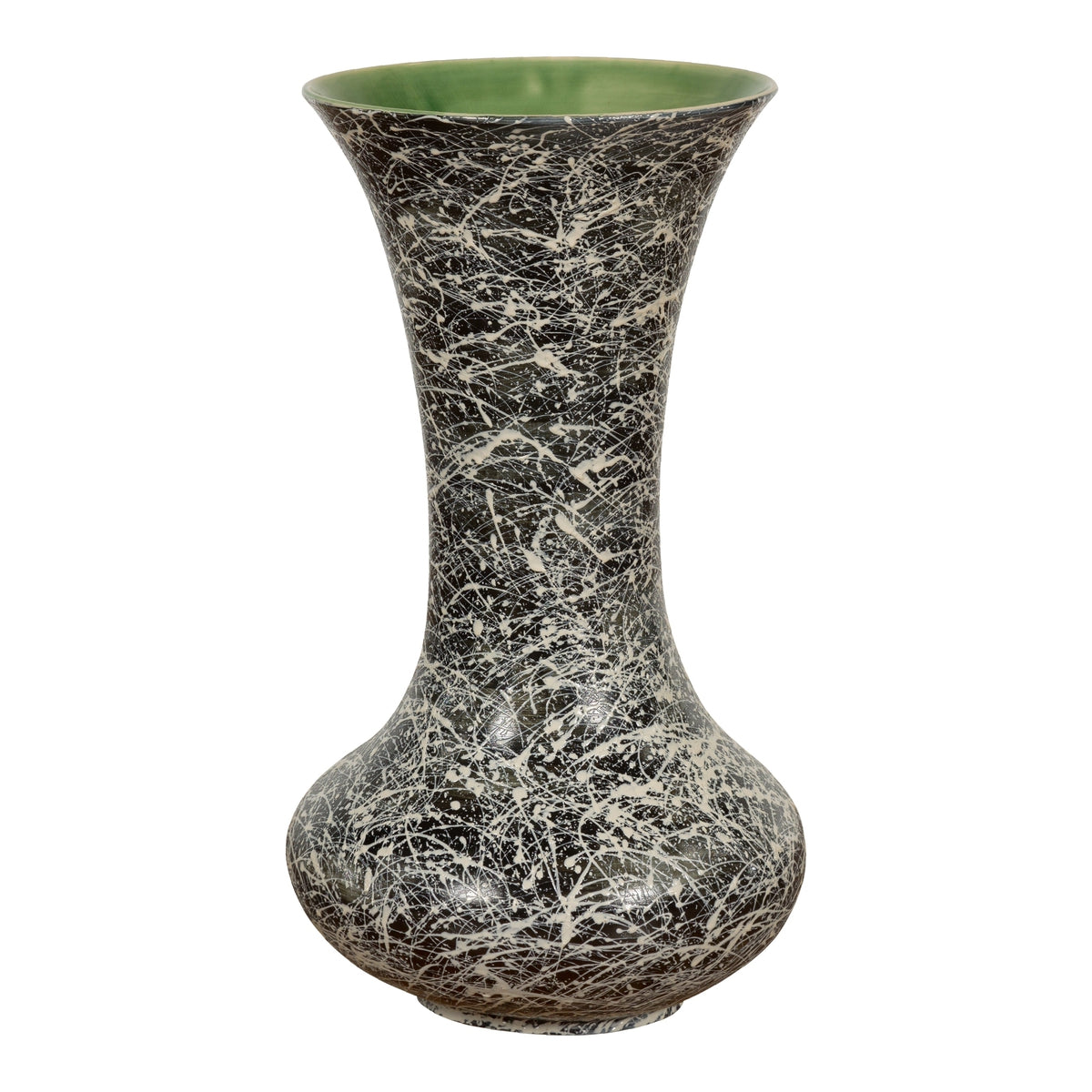 Tall Prem Collection Artisan Made Black and White Vase with Dripping Décor-1. Asian & Chinese Furniture, Art, Antiques, Vintage Home Décor for sale at FEA Home