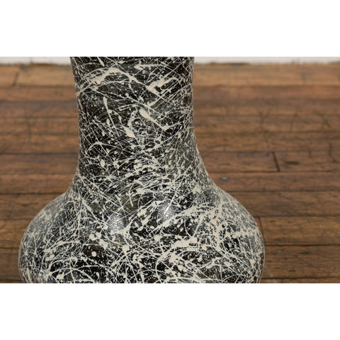 Tall Prem Collection Artisan Made Black and White Vase with Dripping Décor-12. Asian & Chinese Furniture, Art, Antiques, Vintage Home Décor for sale at FEA Home