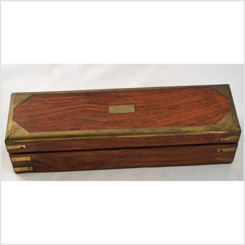 Teak and Brass Pencil/Jewelry Box- Asian Antiques, Vintage Home Decor & Chinese Furniture - FEA Home