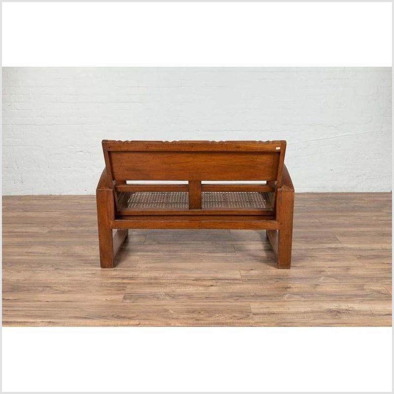 Teak Wood Settee from Madura with Folding Back, Looping Arms and Cane Seat-YN6124-14. Asian & Chinese Furniture, Art, Antiques, Vintage Home Décor for sale at FEA Home