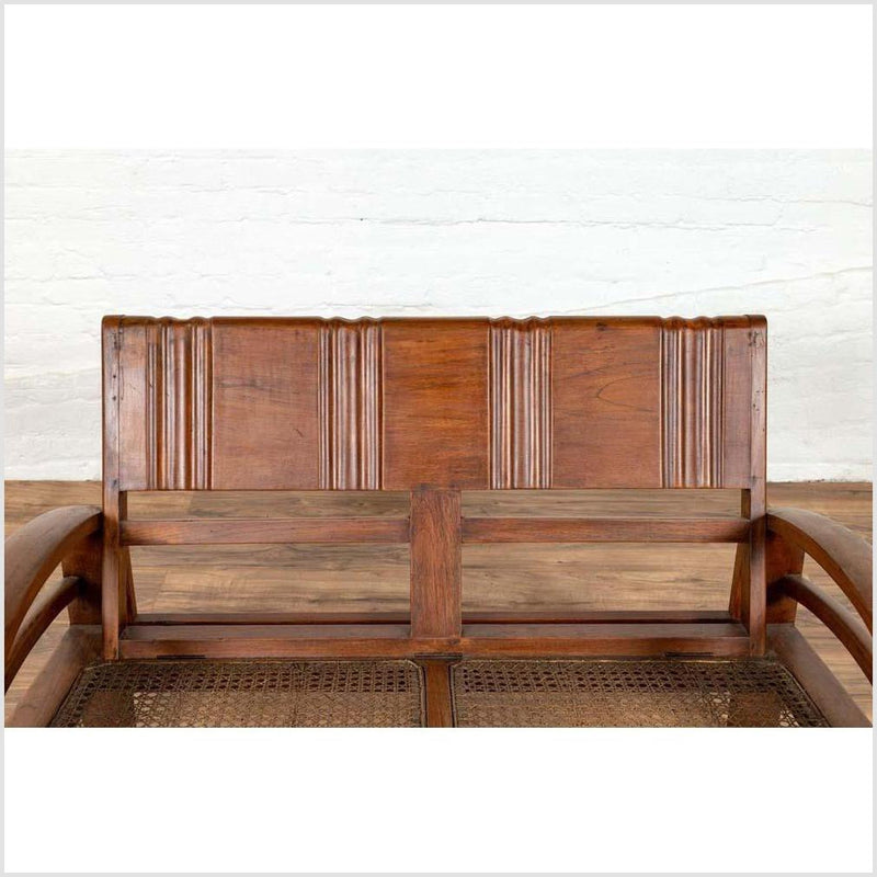 Teak Wood Settee from Madura with Folding Back, Looping Arms and Cane Seat-YN6124-4. Asian & Chinese Furniture, Art, Antiques, Vintage Home Décor for sale at FEA Home