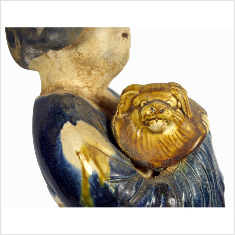 Terracotta Woman with Pekingese Dog