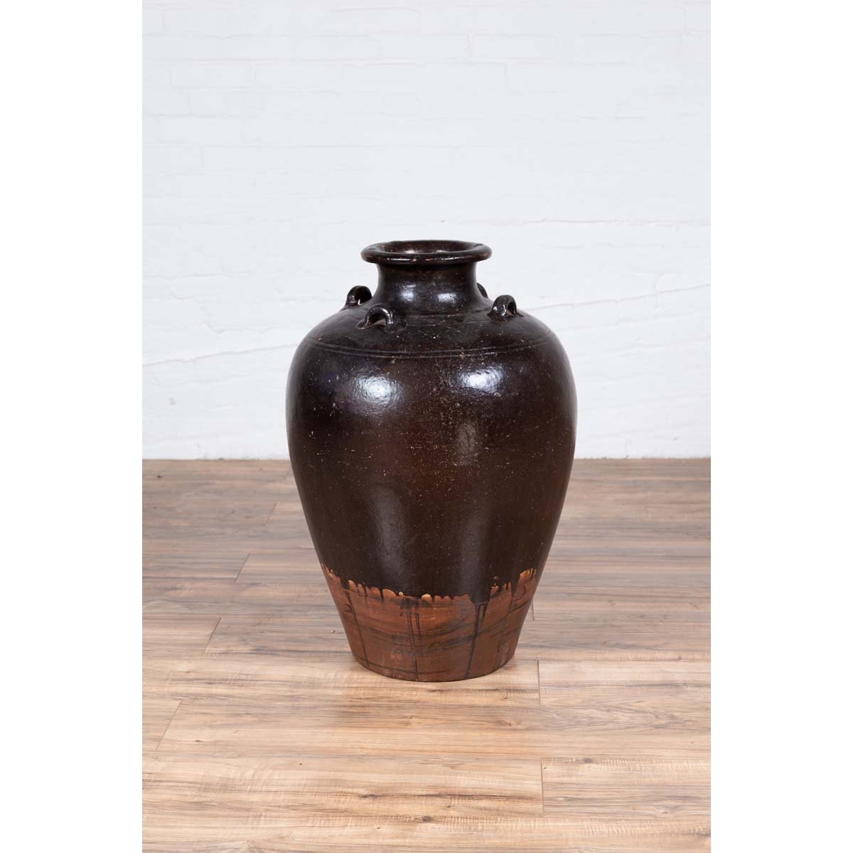 Thai Brownware Monochrome Water Jar with Carrying Handles, Early 20th Century-10. Asian &amp; Chinese Furniture, Art, Antiques, Vintage Home Décor for sale at FEA Home