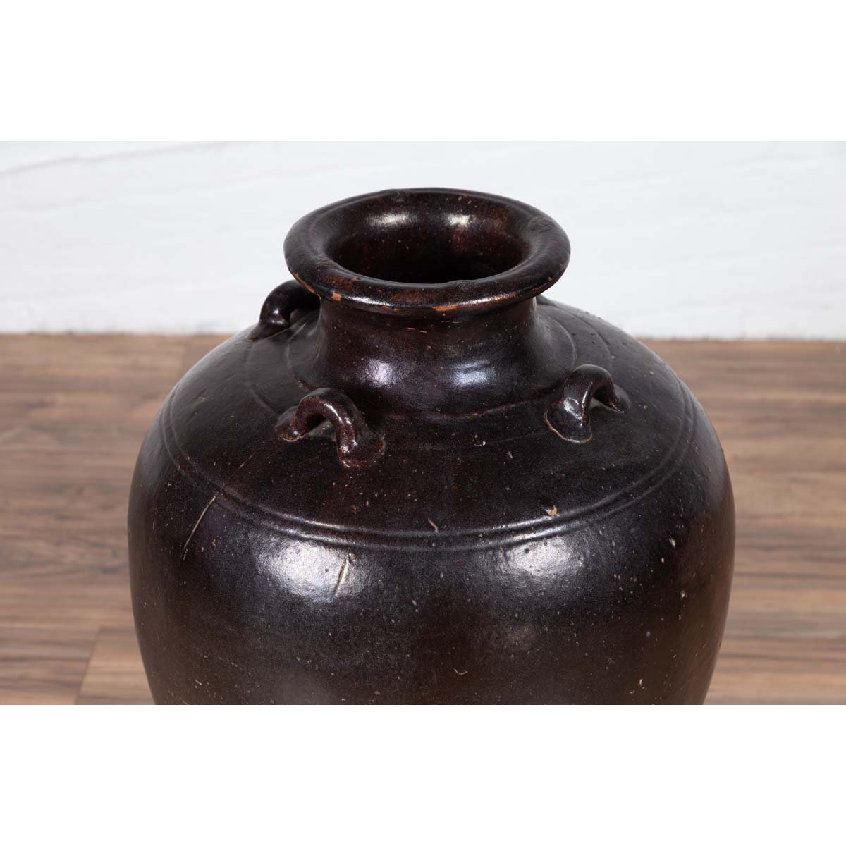 Thai Brownware Monochrome Water Jar with Carrying Handles, Early 20th Century-4. Asian &amp; Chinese Furniture, Art, Antiques, Vintage Home Décor for sale at FEA Home