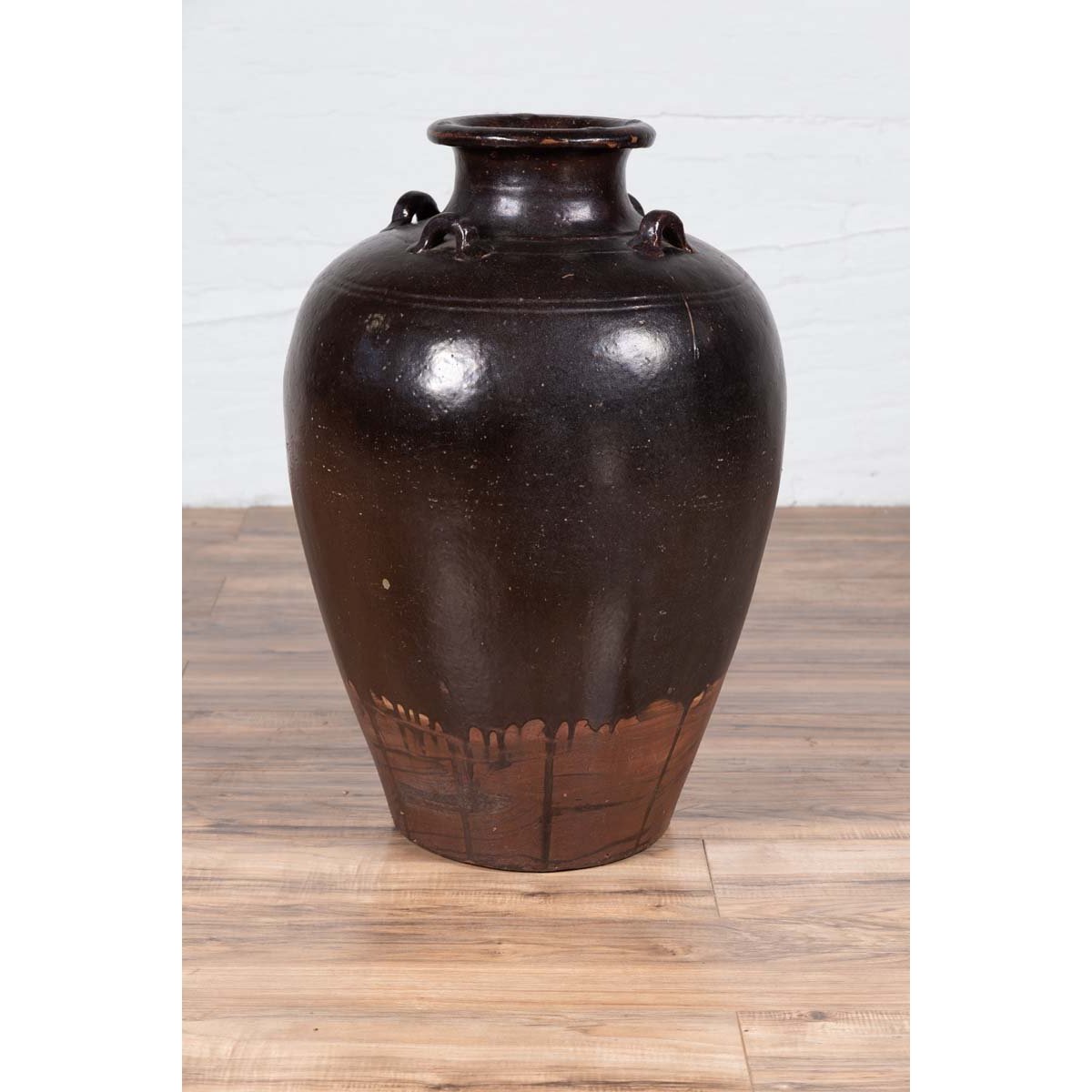 Thai Brownware Monochrome Water Jar with Carrying Handles, Early 20th Century-8. Asian &amp; Chinese Furniture, Art, Antiques, Vintage Home Décor for sale at FEA Home