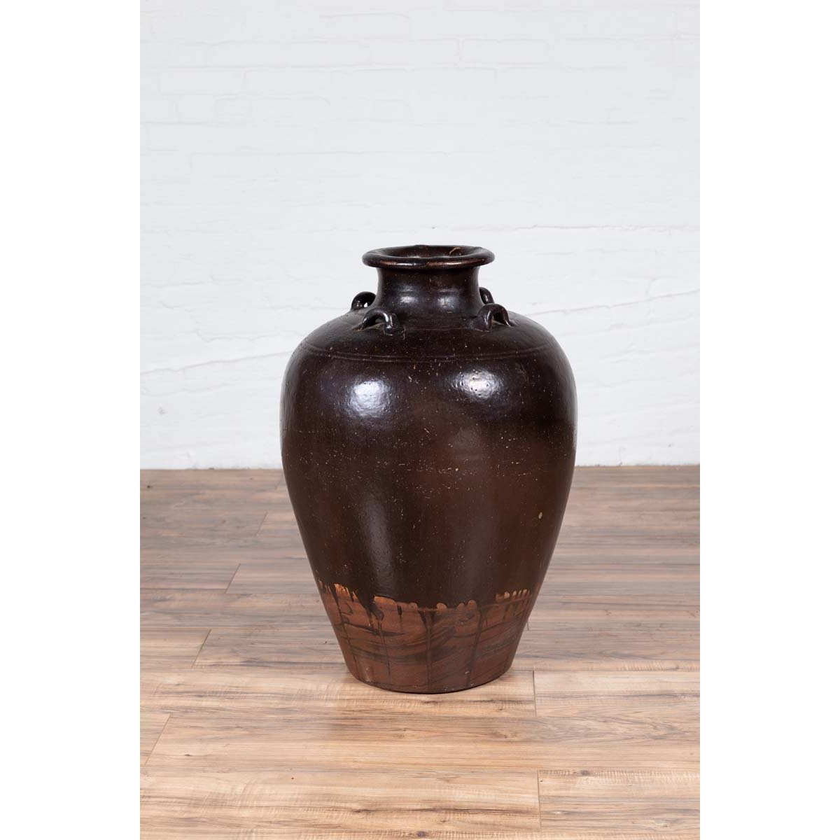 Thai Brownware Monochrome Water Jar with Carrying Handles, Early 20th Century-9. Asian &amp; Chinese Furniture, Art, Antiques, Vintage Home Décor for sale at FEA Home