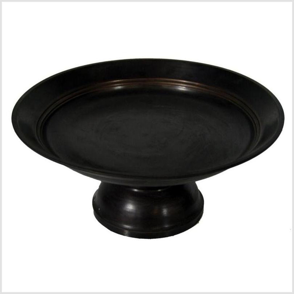 Thai Cylindrical Bronze Cake Stand with Dark Patina from the Late 20th Century-1. Asian & Chinese Furniture, Art, Antiques, Vintage Home Décor for sale at FEA Home