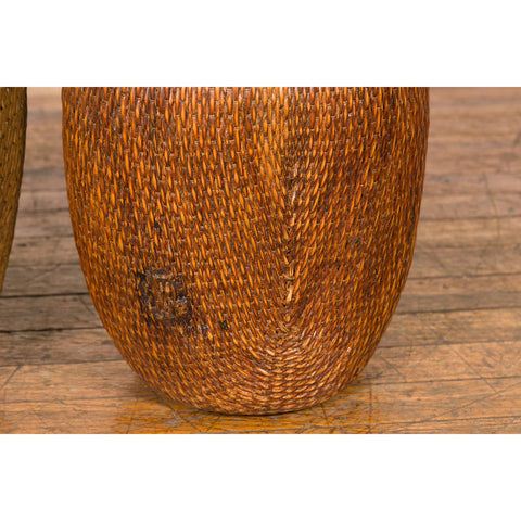 Two Oversized Chinese Rattan Grain Baskets with Flaring Necks, Sold Each-YN7688-12. Asian & Chinese Furniture, Art, Antiques, Vintage Home Décor for sale at FEA Home