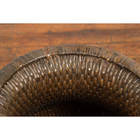 Two Oversized Chinese Rattan Grain Baskets with Flaring Necks, Sold Each