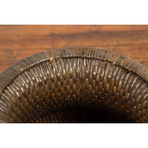 Two Oversized Chinese Rattan Grain Baskets with Flaring Necks, Sold Each-YN7688-15. Asian & Chinese Furniture, Art, Antiques, Vintage Home Décor for sale at FEA Home