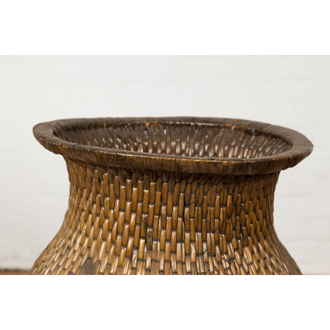Two Oversized Chinese Rattan Grain Baskets with Flaring Necks, Sold Each-YN7688-6. Asian & Chinese Furniture, Art, Antiques, Vintage Home Décor for sale at FEA Home