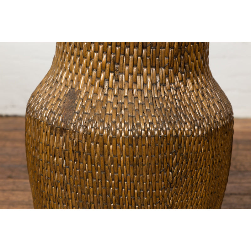Two Oversized Chinese Rattan Grain Baskets with Flaring Necks, Sold Each-YN7688-7. Asian & Chinese Furniture, Art, Antiques, Vintage Home Décor for sale at FEA Home