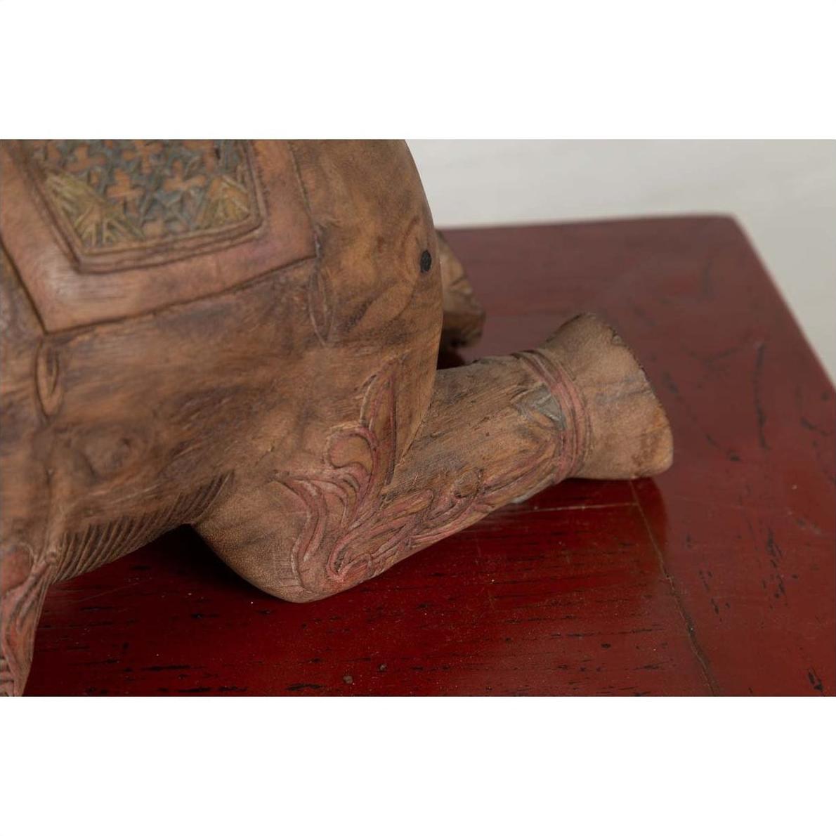 Two Vintage Thai Handmade Carved and Painted Elephant Sculptures from Chiang Mai-12. Asian &amp; Chinese Furniture, Art, Antiques, Vintage Home Décor for sale at FEA Home