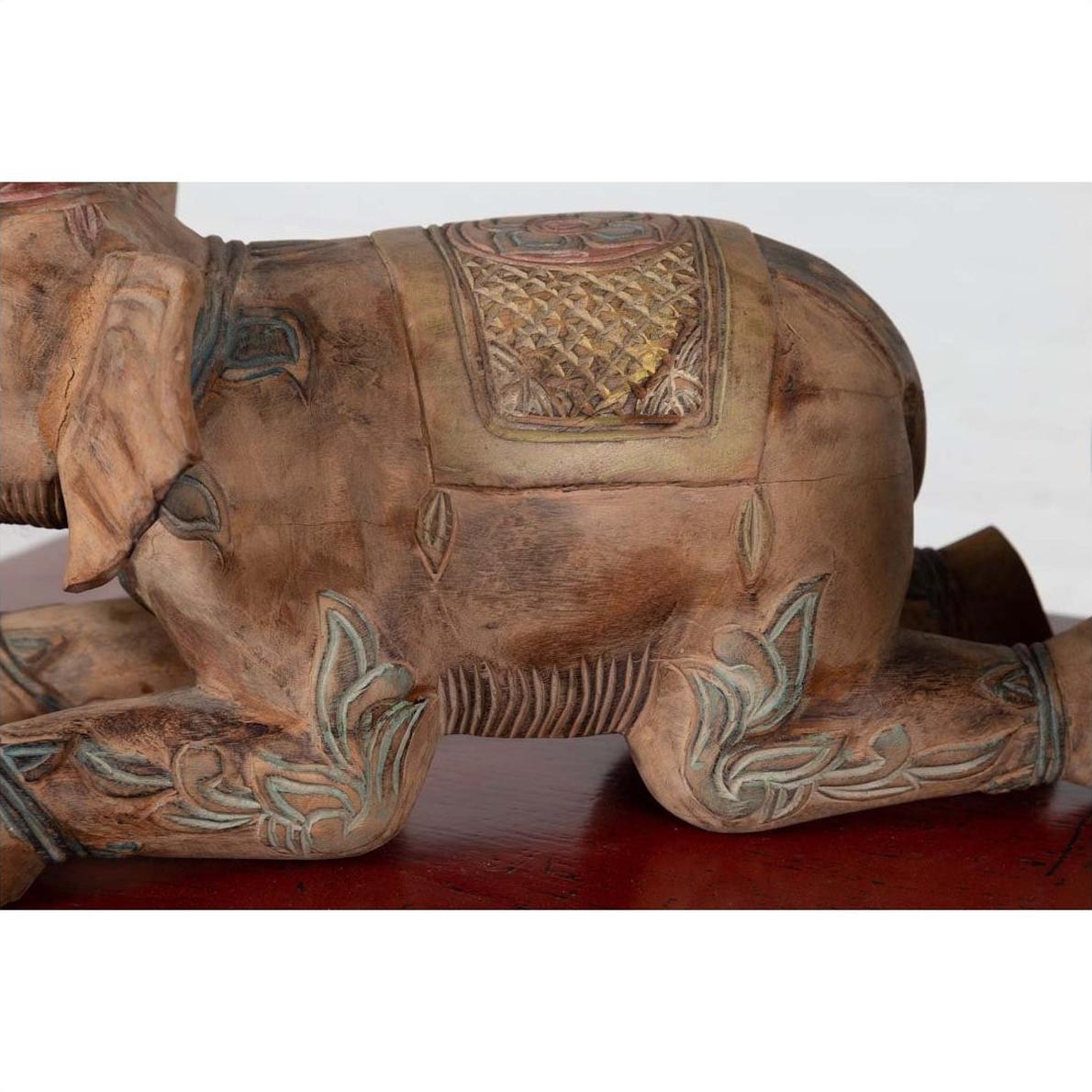 Two Vintage Thai Handmade Carved and Painted Elephant Sculptures from Chiang Mai-13. Asian &amp; Chinese Furniture, Art, Antiques, Vintage Home Décor for sale at FEA Home