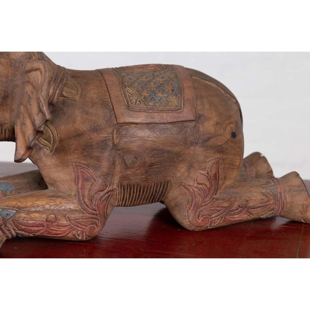 Two Vintage Thai Handmade Carved and Painted Elephant Sculptures from Chiang Mai-14. Asian &amp; Chinese Furniture, Art, Antiques, Vintage Home Décor for sale at FEA Home