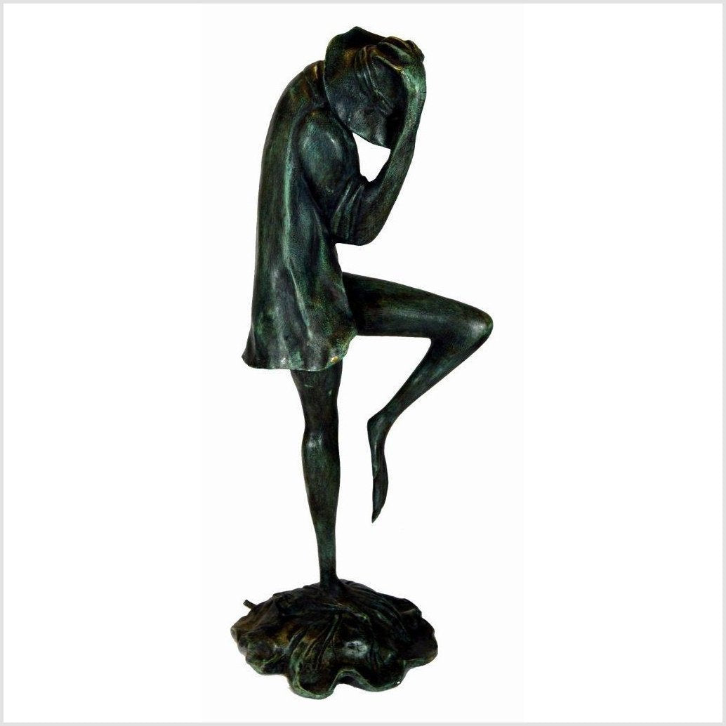 Verde Gris Bronze Pond Frog - "Michelle"-2. Asian & Chinese Furniture, Art, Antiques, Vintage Home Décor for sale at FEA Home