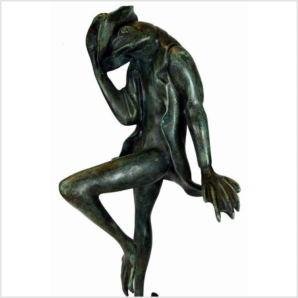 Verde Gris Bronze Pond Frog - "Michelle"-1. Asian & Chinese Furniture, Art, Antiques, Vintage Home Décor for sale at FEA Home