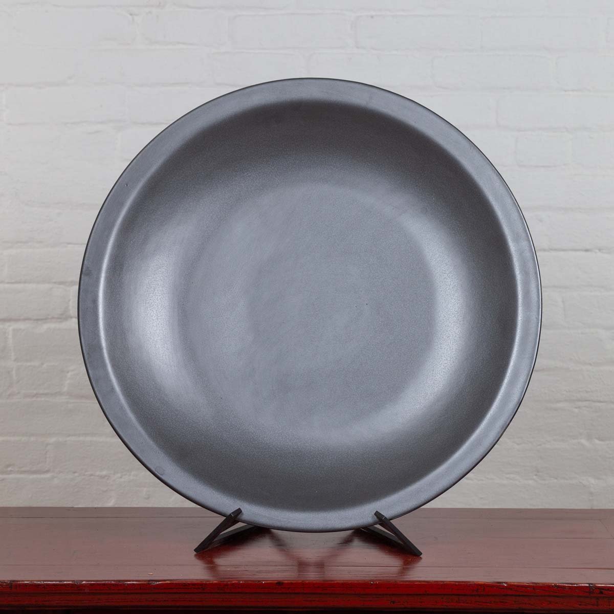 Vintage Cobalt Grey Ceramic Charger Plate, Three Available-2. Asian & Chinese Furniture, Art, Antiques, Vintage Home Décor for sale at FEA Home