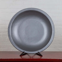 Vintage 1980s Chinese Cobalt Grey Ceramic Charger Plate, Three Available