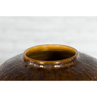 Vintage Artisan Prem Collection Two-Toned Ceramic Jar with Caramel Toned Glaze