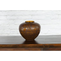 Vintage Artisan Prem Collection Two-Toned Ceramic Jar with Caramel Toned Glaze