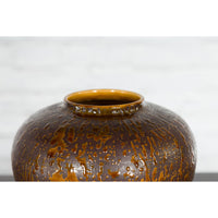 Vintage Artisan Prem Collection Two-Toned Ceramic Jar with Caramel Toned Glaze