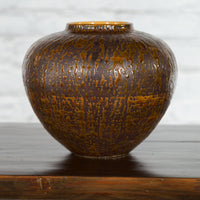 Vintage Artisan Prem Collection Two-Toned Ceramic Jar with Caramel Toned Glaze