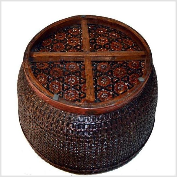 Vintage Handmade Rattan Basket-6. Asian &amp; Chinese Furniture, Art, Antiques, Vintage Home Décor for sale at FEA Home