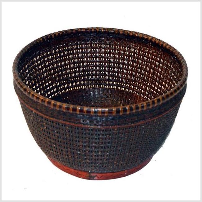 Vintage Handmade Rattan Basket-YN4158-1. Asian & Chinese Furniture, Art, Antiques, Vintage Home Décor for sale at FEA Home