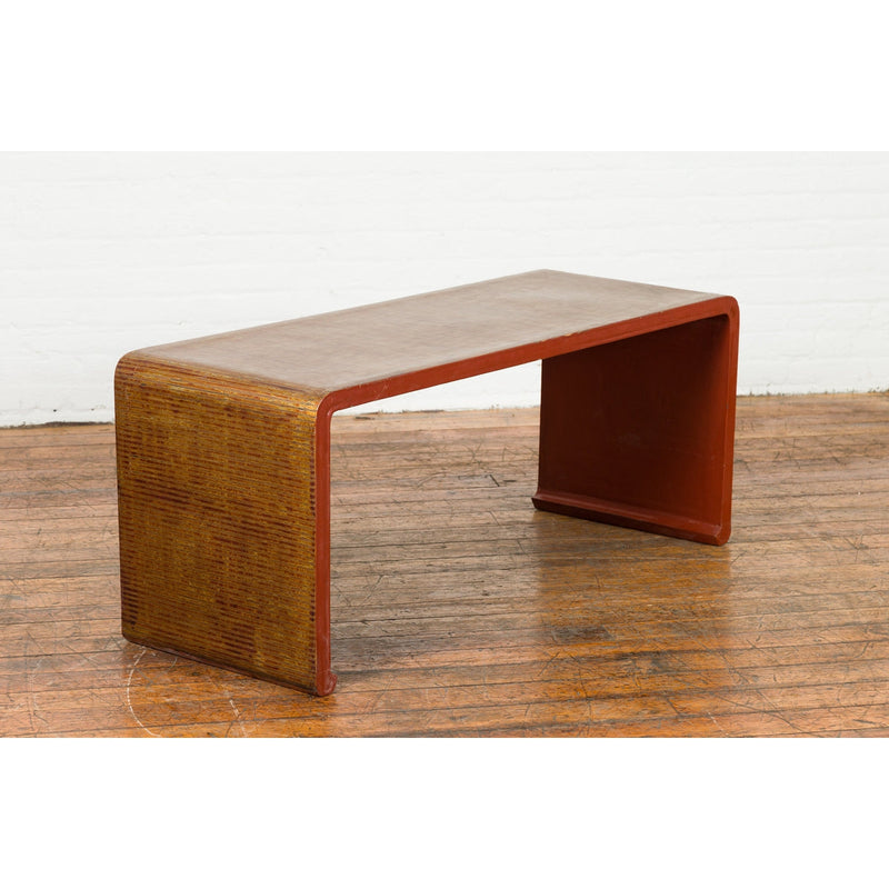 This-is-a-picture-of-a-Vintage Burmese Negora Lacquer Japanese Inspired Design Waterfall Coffee Table-image-position-3-style-YN7580-Shop-for-Vintage-and-Antique-Asian-and-Chinese-Furniture-for-sale-at-FEA Home-NYC