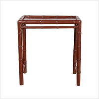 Vintage Chinese 1950s Bamboo Side Table with Brownish Patina and Recessed Top