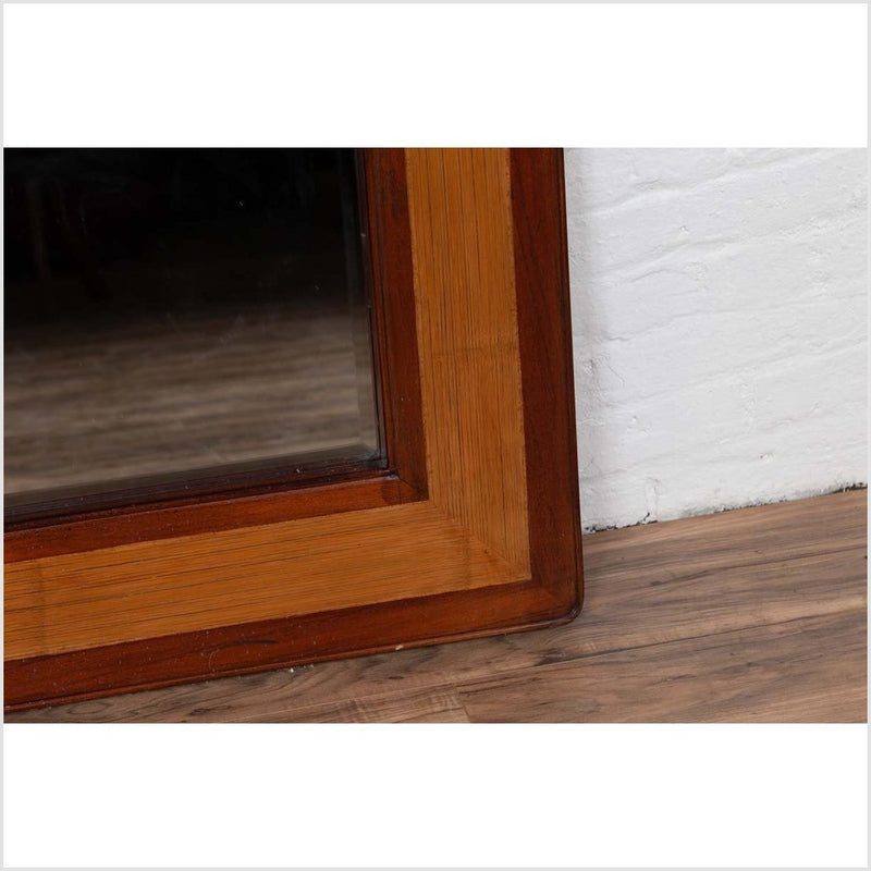 Vintage Chinese 1950s Two-Toned Elm and Rattan Square Mirror with Beveled Glass-YN6388-8. Asian & Chinese Furniture, Art, Antiques, Vintage Home Décor for sale at FEA Home