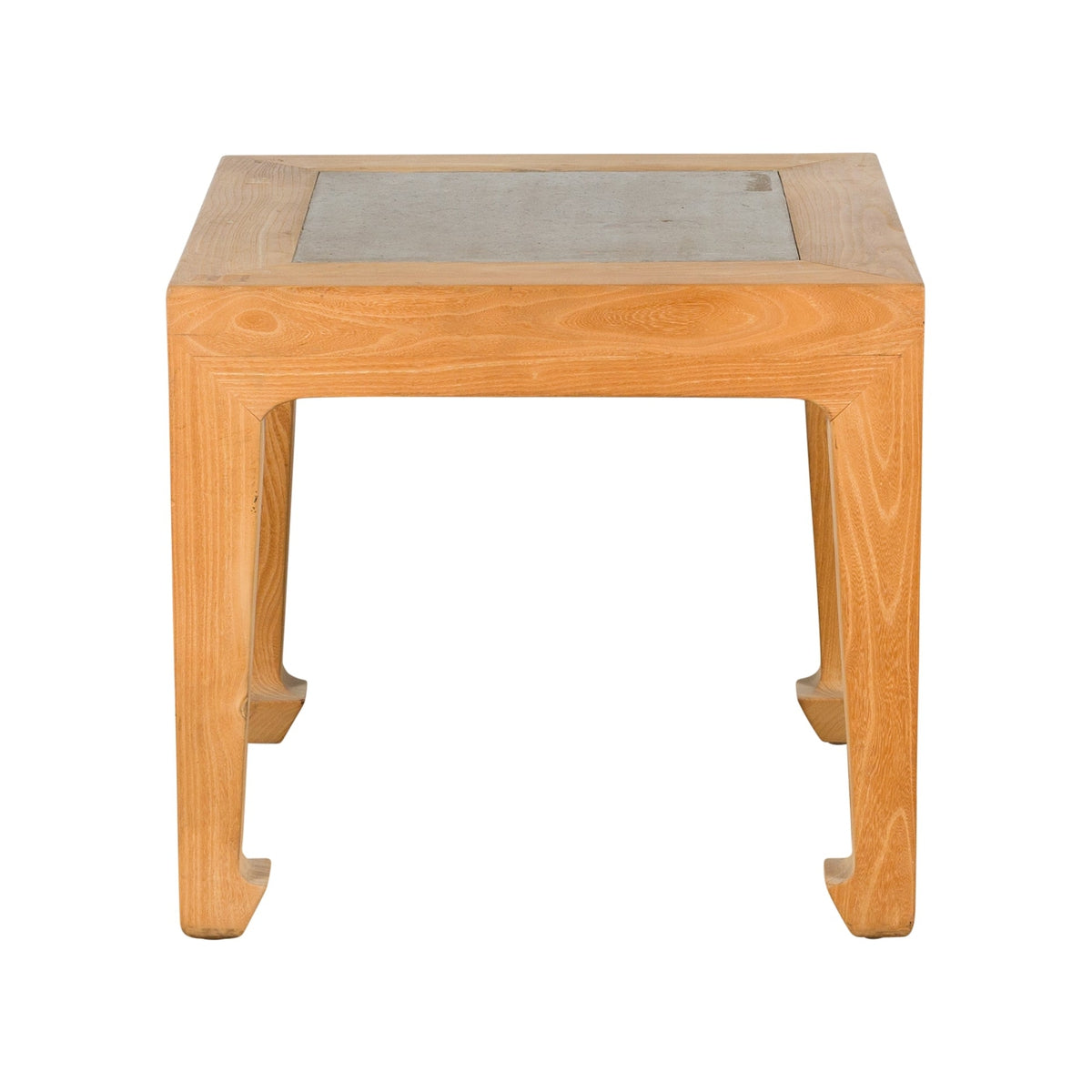 Vintage Chinese Bleached Elmwood Square Side Table with Stone Tile Inset Top-1. Asian & Chinese Furniture, Art, Antiques, Vintage Home Décor for sale at FEA Home