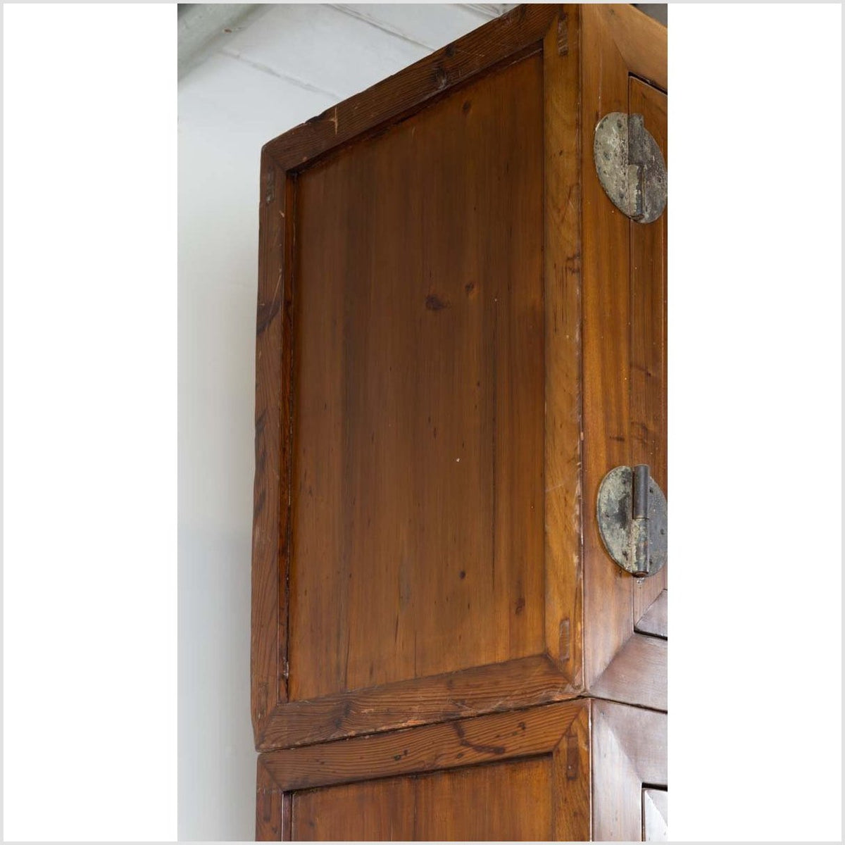 Vintage Chinese Elm Compound Wedding Wardrobe in Two Parts with Metal Hinges-14. Asian &amp; Chinese Furniture, Art, Antiques, Vintage Home Décor for sale at FEA Home