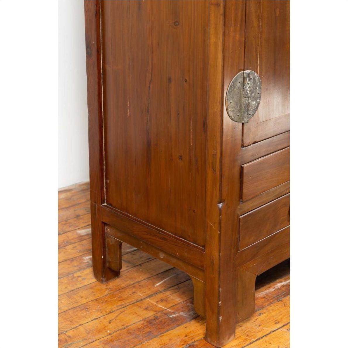 Vintage Chinese Elm Compound Wedding Wardrobe in Two Parts with Metal Hinges-16. Asian &amp; Chinese Furniture, Art, Antiques, Vintage Home Décor for sale at FEA Home