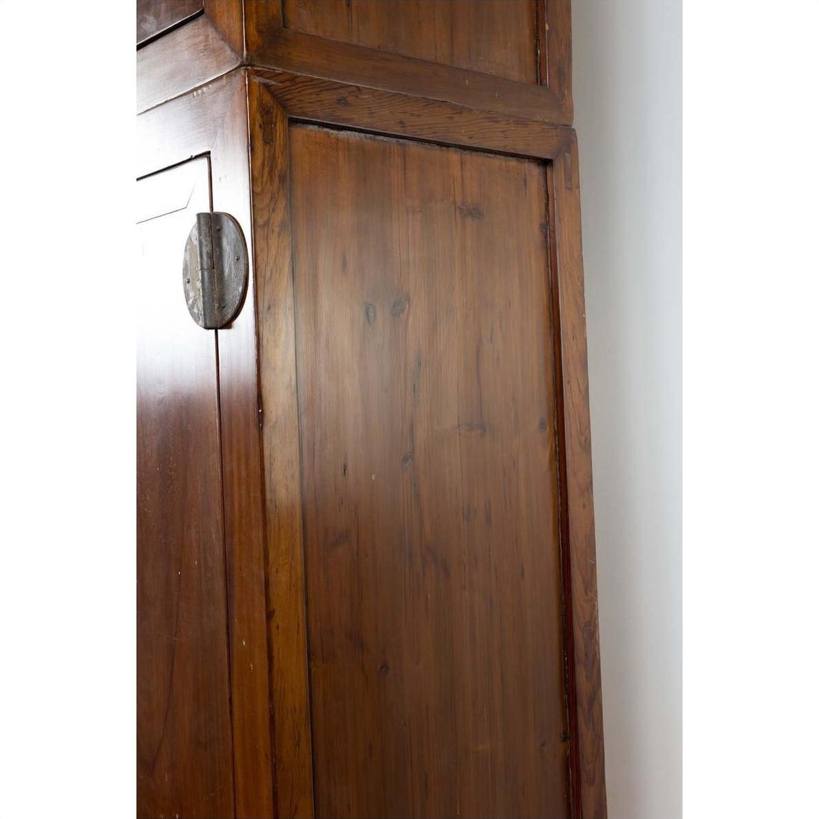 Vintage Chinese Elm Compound Wedding Wardrobe in Two Parts with Metal Hinges-18. Asian &amp; Chinese Furniture, Art, Antiques, Vintage Home Décor for sale at FEA Home