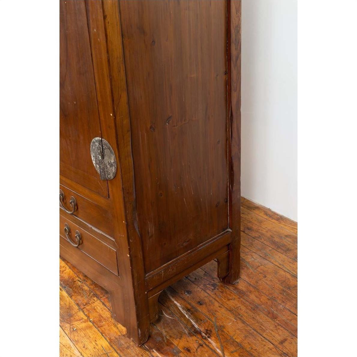 Vintage Chinese Elm Compound Wedding Wardrobe in Two Parts with Metal Hinges-19. Asian &amp; Chinese Furniture, Art, Antiques, Vintage Home Décor for sale at FEA Home