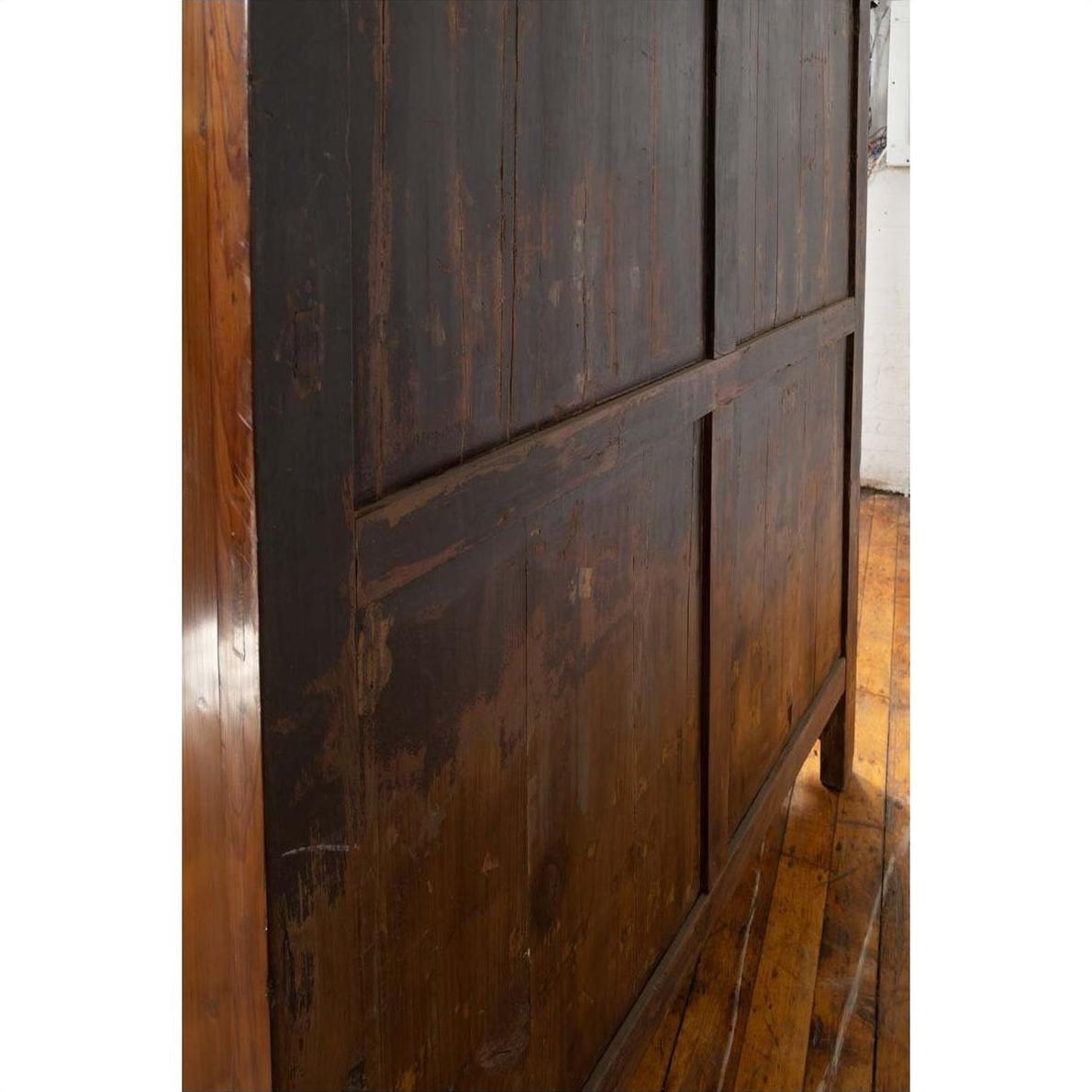 Vintage Chinese Elm Compound Wedding Wardrobe in Two Parts with Metal Hinges-21. Asian &amp; Chinese Furniture, Art, Antiques, Vintage Home Décor for sale at FEA Home