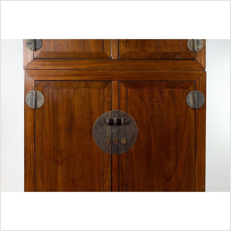 Vintage Chinese Elm Compound Wedding Wardrobe in Two Parts with Metal Hinges-YN6428-6. Asian & Chinese Furniture, Art, Antiques, Vintage Home Décor for sale at FEA Home