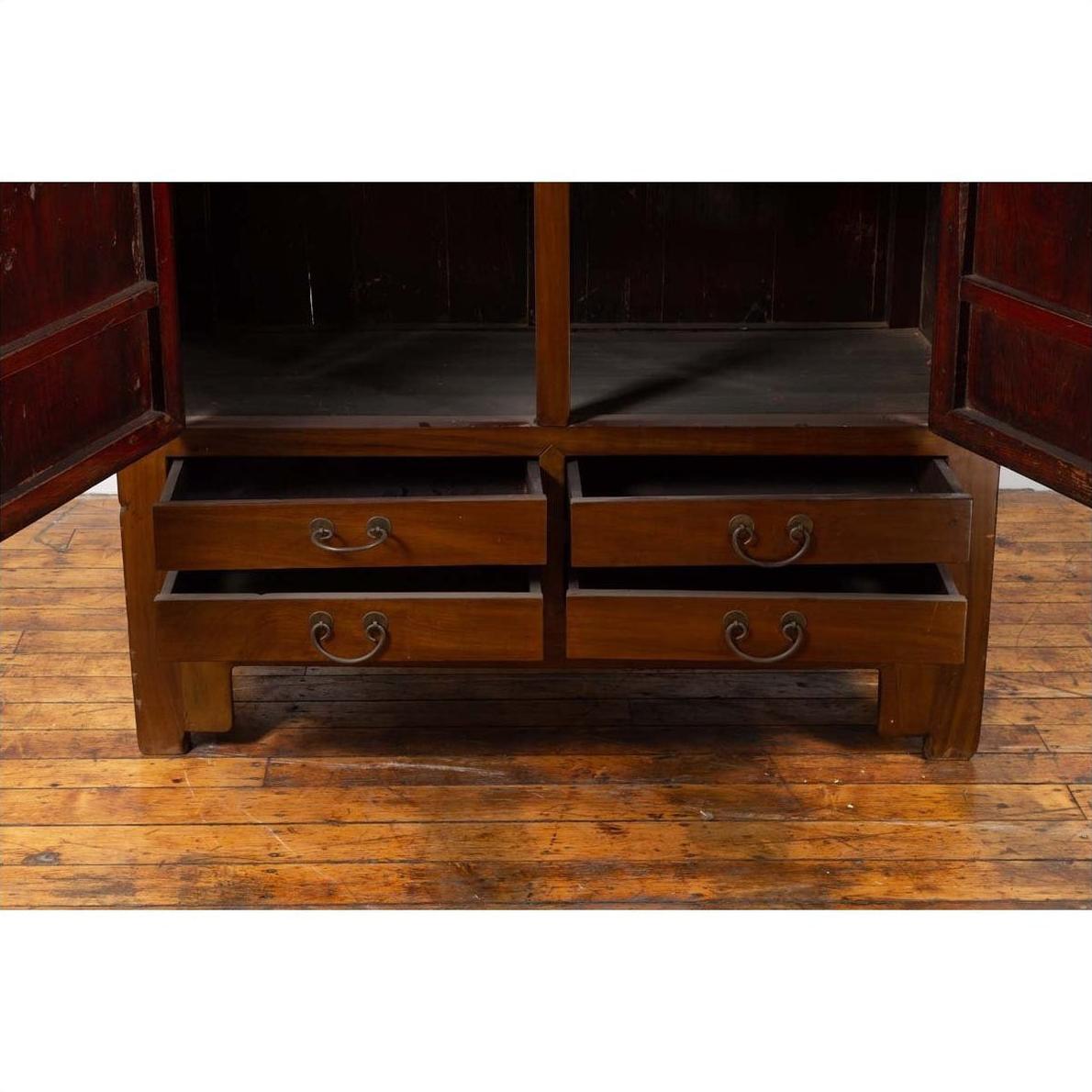 Vintage Chinese Elm Compound Wedding Wardrobe in Two Parts with Metal Hinges-8. Asian &amp; Chinese Furniture, Art, Antiques, Vintage Home Décor for sale at FEA Home