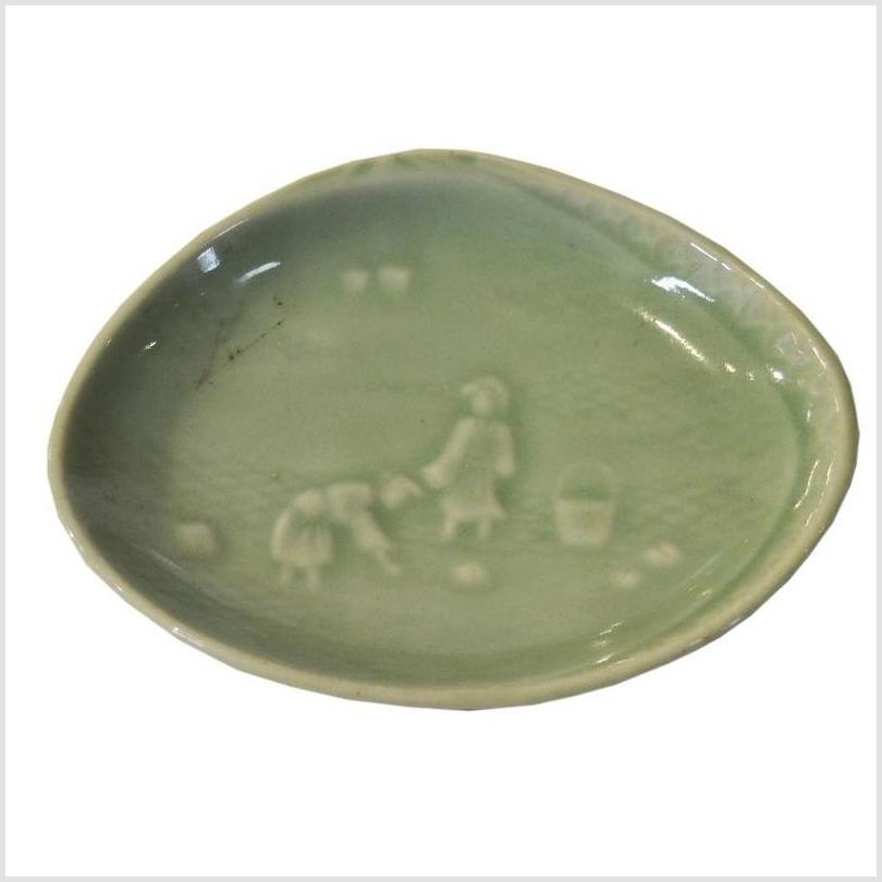 Vintage Chinese Green Celadon Plate / Bowl-1. Asian & Chinese Furniture, Art, Antiques, Vintage Home Décor for sale at FEA Home
