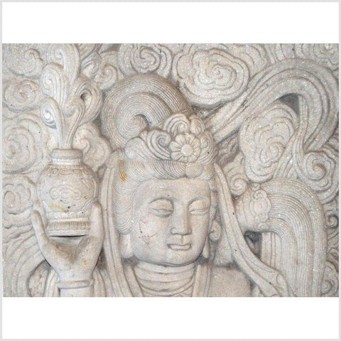 Vintage Chinese Hand-Carved White Stone Temple Sculpture of a Bodhisattva-YN5874-2. Asian & Chinese Furniture, Art, Antiques, Vintage Home Décor for sale at FEA Home