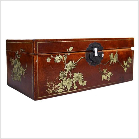 Vintage Chinese Hand Painted Lacquered Dowry Box