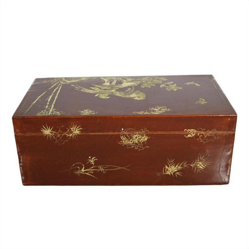 Vintage Chinese Hand Painted Lacquered Dowry Box-12. Asian &amp; Chinese Furniture, Art, Antiques, Vintage Home Décor for sale at FEA Home