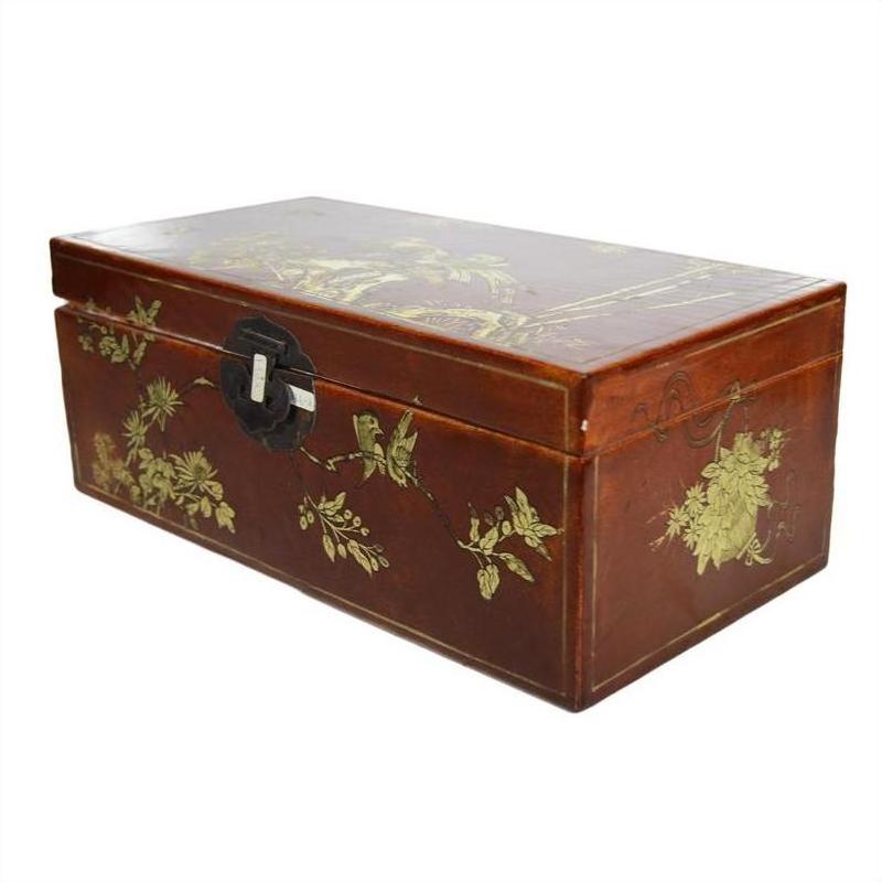 Vintage Chinese Hand Painted Lacquered Dowry Box-8. Asian &amp; Chinese Furniture, Art, Antiques, Vintage Home Décor for sale at FEA Home
