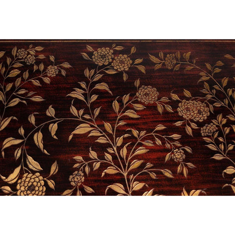 Vintage Chinese Lacquered Coffee Table with Carved and Gilt Floral Décor-YN6223-11. Asian & Chinese Furniture, Art, Antiques, Vintage Home Décor for sale at FEA Home