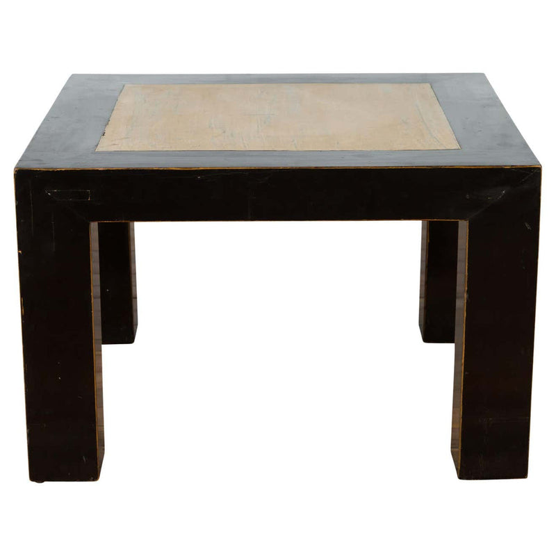 This-is-a-picture-of-a-Vintage Chinese Square Coffee Table with Antique Palace Courtyard Stone Inset-with-image-position-1-style-YN3374-Shop-for-Vintage-and-Antique-Asian-and-Chinese-Furniture-for-sale-at-FEA Home-NYC